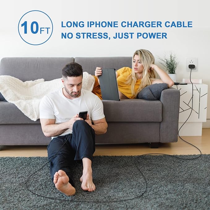 iPhone 14 13 Charger Fast Charging 10 FT, 20W USB C Charger Block & Cable | [Apple MFi Certified] 20W Type C Wall Charger & 10FT Long USB C to Lightning Cable for iPhone 14 13 12 11 Pro Max XS XR X 8 7 - Image 9