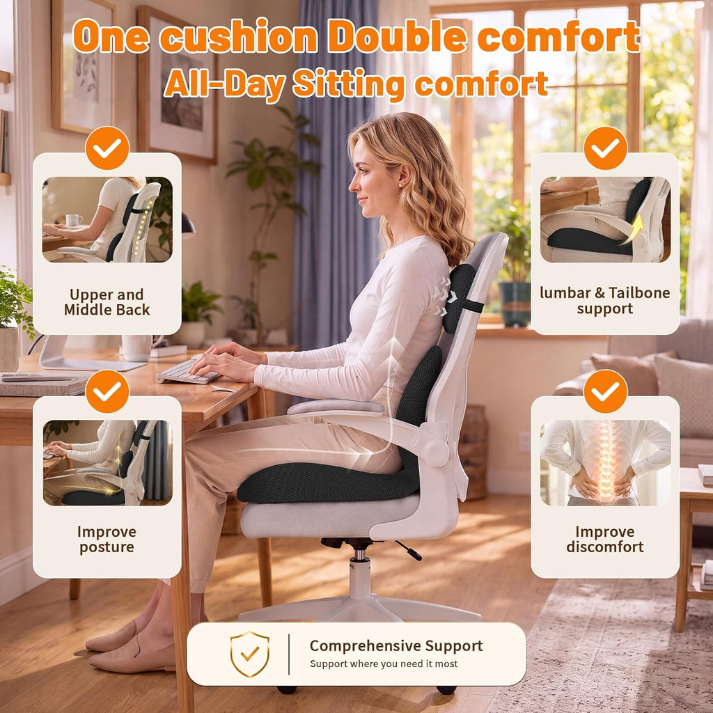 Ergonomic Seat Cushion & Lumbar Support Pillow for Office - Image 2