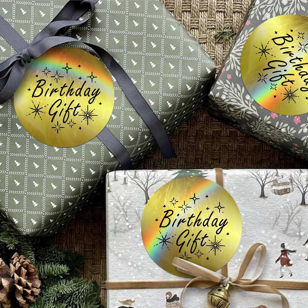 2-Inch Round Holographic Thermal Sticker Labels, with Rainbow Wave Deign, for Every Tags, Custom DIY Logo Applications, Waterproof and Tear-Resistant, No Residue Removable, Aurora Gold, 200pcs - Image 4