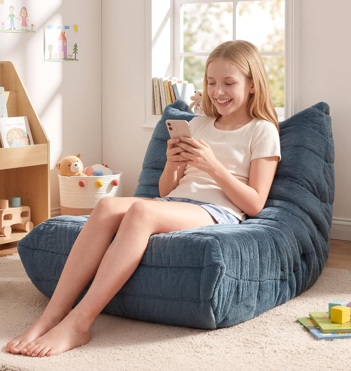 Hobestluk Medium Bean Bag Chairs Lounge Floor Chair BeanBag Couch Togo Sofa by Hobestluk