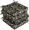downluxe Outdoor Chair Cushions Set of 4, Waterproof 19" x 19" x 3" Patio Chair Cushion with Non-Slip Ties & Handle, Square Outdoor Cushion for Patio Furniture with Removable Cover, Night Bird by Downluxe