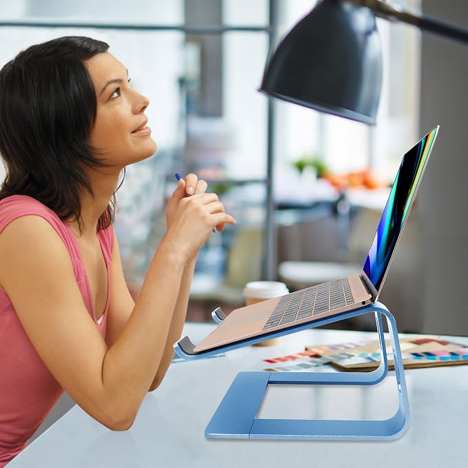 Laptop Stand,Ergonomic Aluminum Laptop Mount Computer Stand,Detachable Laptop Riser,Notebook Holder Stand,All 10-17.3" Laptops (Sky Blue) - Image 6