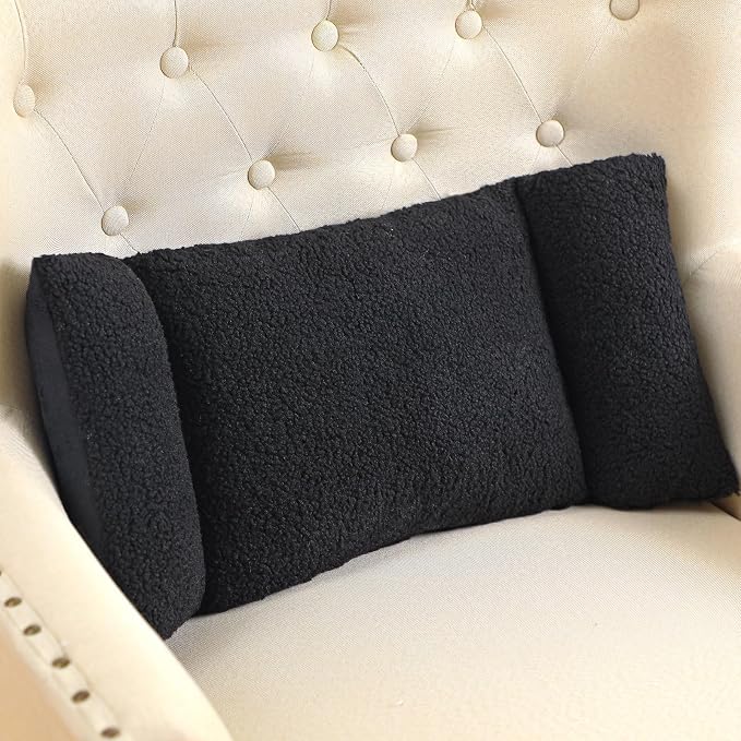 Queekay Fleece Lumbar Support Pillow 3 Section Back Pillow Office Chair for Back Support Comfortable Lumbar Cushion for Car Seat Pain Relief Sofa Rest(Black) by Queekay
