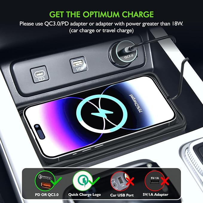 Wireless Car Charger Pad, 15w Fast Car Wireless Chargers Charging pad Non Slip Charger for Car Wireless Phone Charger for iPhone 17/16/15/14/13/12 Pro Max,Samsung S23 S22 S20 for Android, 30cm Cable - Image 4
