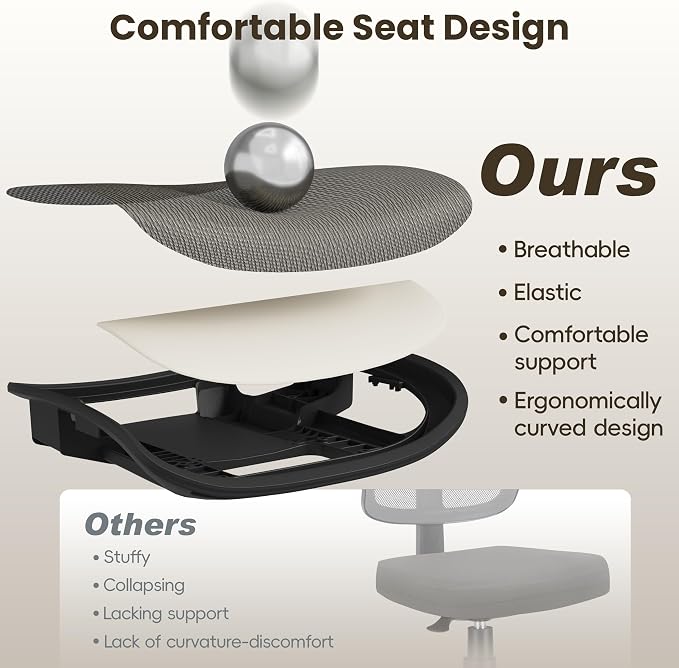 Ergonomic Office Chair, Mesh Computer Desk Chairs with Adjustable Lumbar Support, 3D Armrests, Tilt Function, Comfy Wide Seat, Swivel Executive Work Task Chair for Company and Home - Image 9