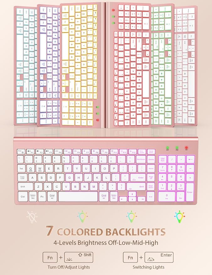 Wireless Keyboard and Mouse Combo, Compact Backlit Scissor Keys | Slim Design, Rechargeable, Quiet Typing, RGB Mouse, Auto Sleep, 2.4GHz USB Wireless, KM61PRO Portable Set for Windows & Mac - Image 2