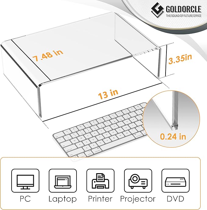 2 Pack Acrylic Monitor Stand Riser Clear Computer Monitor Stand | Acrylic Monitor Stand Riser Clear Computer Monitor Stand - Image 2