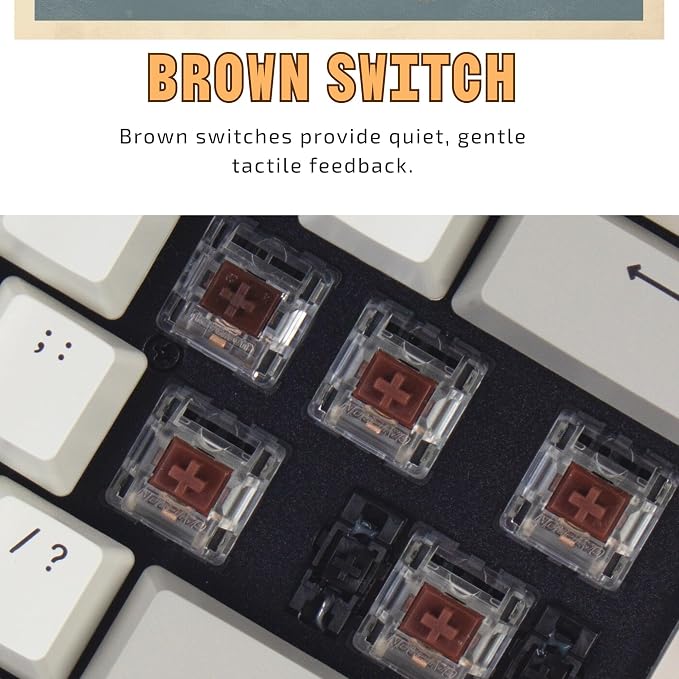 Keychron C1 Hot-swappable Wired Mechanical Keyboard for Mac Layout, Keychron Mechanical Brown Switch/USB Type-C Cable/Double-Shot ABS Keycaps Tenkeyless 87 Keys Computer Keyboard for Windows PC - Image 2