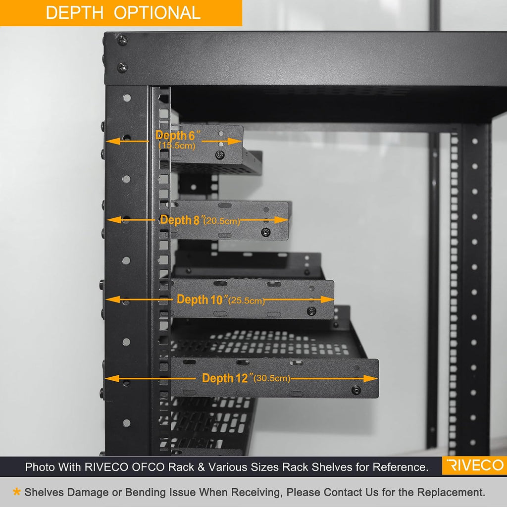 2 PCS 12” Rack Shelves for 19 inches Network Rack & Cabinets, 1U Rack Mount Shelf Vented Cantilever Tray, for Server, IT & Sound Equipment - Image 2