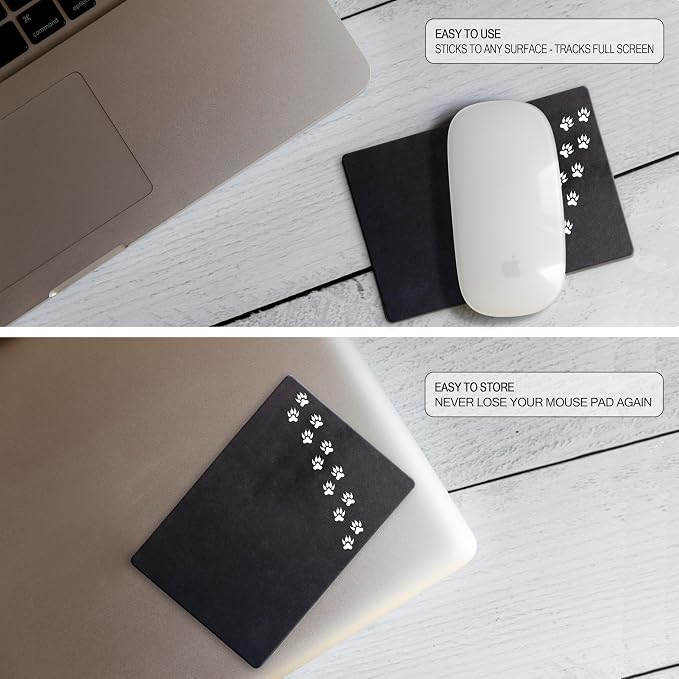 Mouse Pad Adhesive Bottom - Sticks to Any Surface - Portable - Webcam Covers and Screen Cleaner Included (Cat Paw) - Image 4