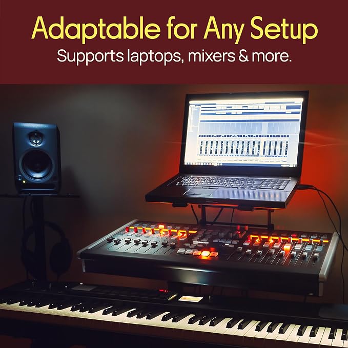 Pyle Portable Dual Laptop Stand - Universal Standing Table with Adjustable Height, Ergonomic Design and Anti-Slip Prongs for DJ Mixer, Sound Equipment, Workstation, Gaming and Home Use - PLPTS38 - Image 5