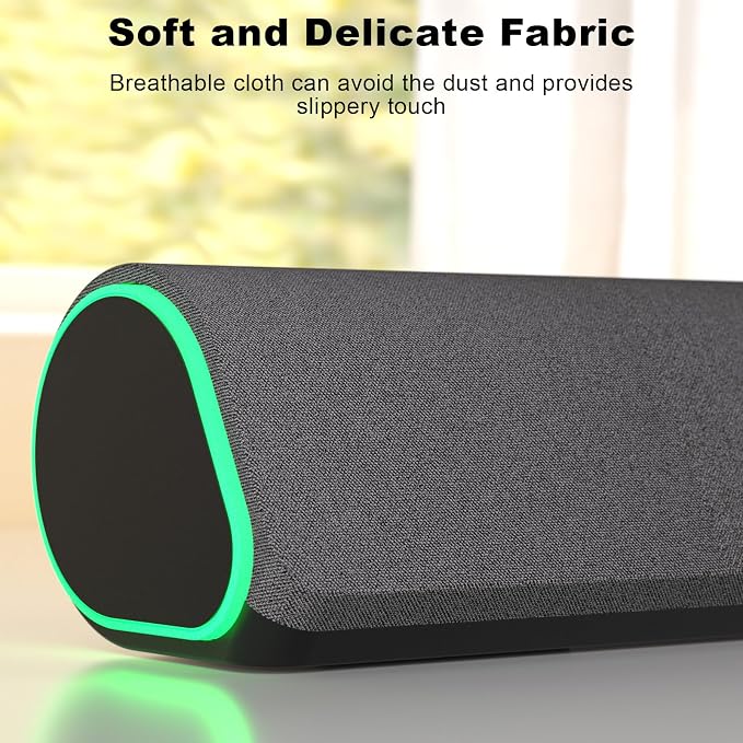 SOULION Bluetooth Computer Speakers for Desktop Monitor PC USB Powered | USB Powered & 3.5mm, Colorful LED Lights, Switch Button Clear & Rich Sound, Breathable Cloth,Surround Soundbar - Image 7