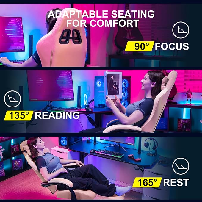 GTPLAYER Gaming Chair, Computer Office Chair with Pocket Spring Cushion, Linkage Armrests and Footrest, High Back Ergonomic Computer Chair with Lumbar Support Task Chair with Footrest - Image 5