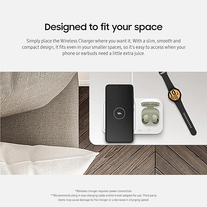 SAMSUNG 15W Wireless Charger Duo w/USB C Cable, Charge 2 Devices at Once, Cordless Super Fast Charging Pad for Galaxy Phones and Devices, 2022, US Version, Black - Image 5