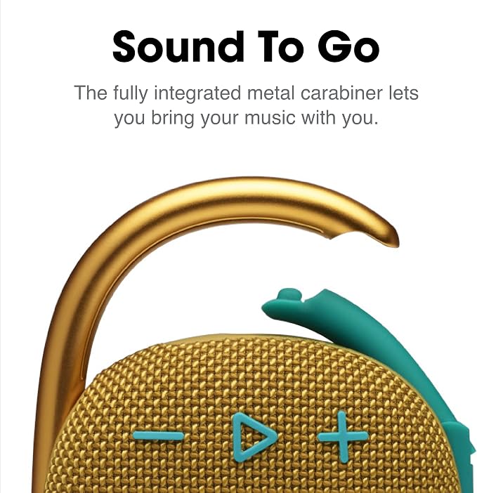 JBL Clip 4, Yellow - Portable Bluetooth 5.1 Speaker - Up to 10 Hours of Play - Waterproof & Dust Resistant - Includes Noise & Echo-Canceling Speakerphone - Image 3