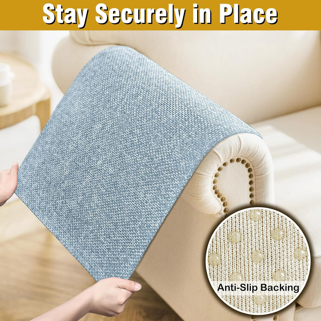 Couch Arm Covers, Sofa Arm Covers, Waterproof Armrest Cover for Sofa, Armchair, Loveseat, Non-Slip Recliner Arm Cover, Headrest Cover, Arm Chair Covers Set of 2 (Light Blue, 24"×20") - Image 5