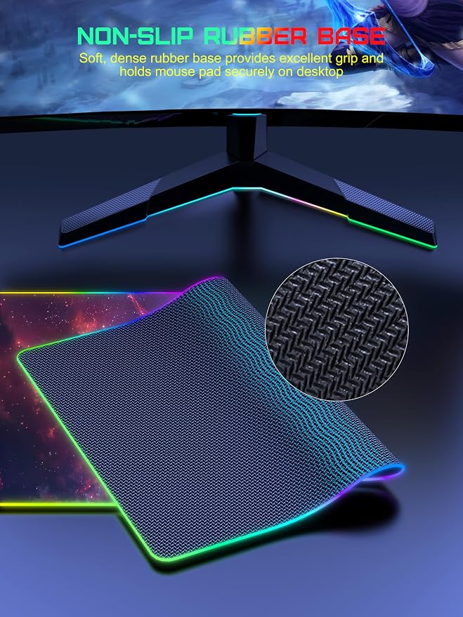 TopMade Wireless Charging Mouse Pad, RGB Gaming Mousepad Home Office Desk Pad, 31.5” x 15.8” Large Desk Mat, Waterproof Keyboard Pad, Red Nebula (Includes 20W PD Power Adapter & 6.56ft Woven Cable) - Image 7