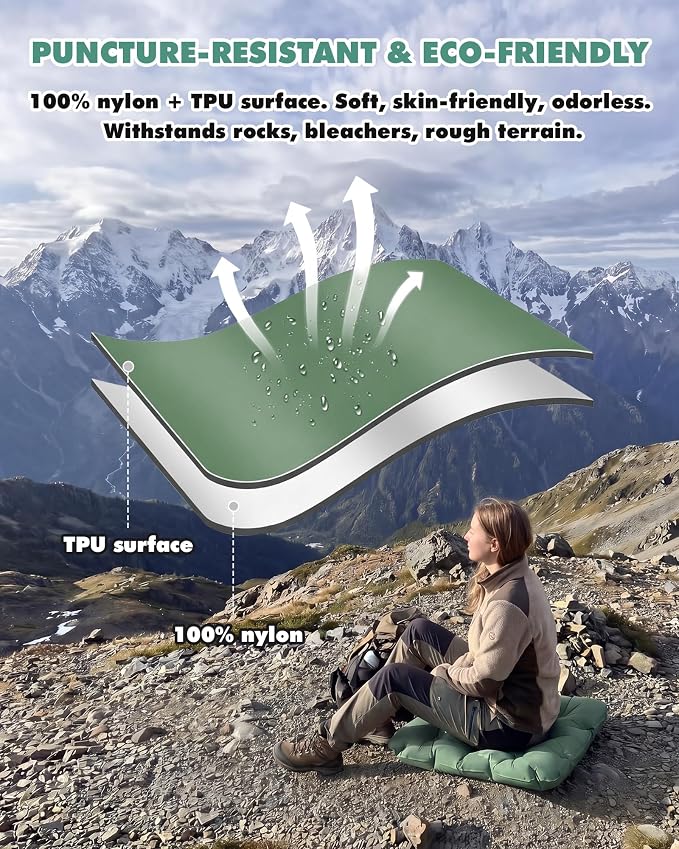 Inflatable Seat Cushion & Lumbar Support Lightweight TPU Non-Slip | 3D contoured, breathable, ideal for air travel, camping, hiking, office, stadium, long flights - Image 4