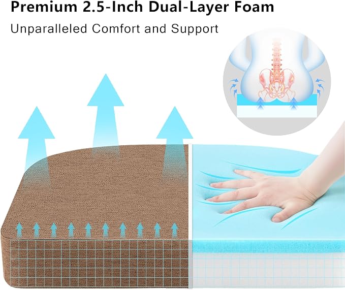 Nordjager Chair Cushions for Dining Chairs, 6 Pack Memory Foam Cushion | 2.5" Thick Chair Cushion; Waterproo Surface with 17" x 16" Size for Kitchen & Dining Chairs, Secure Ties and Washable Cover. - Image 2