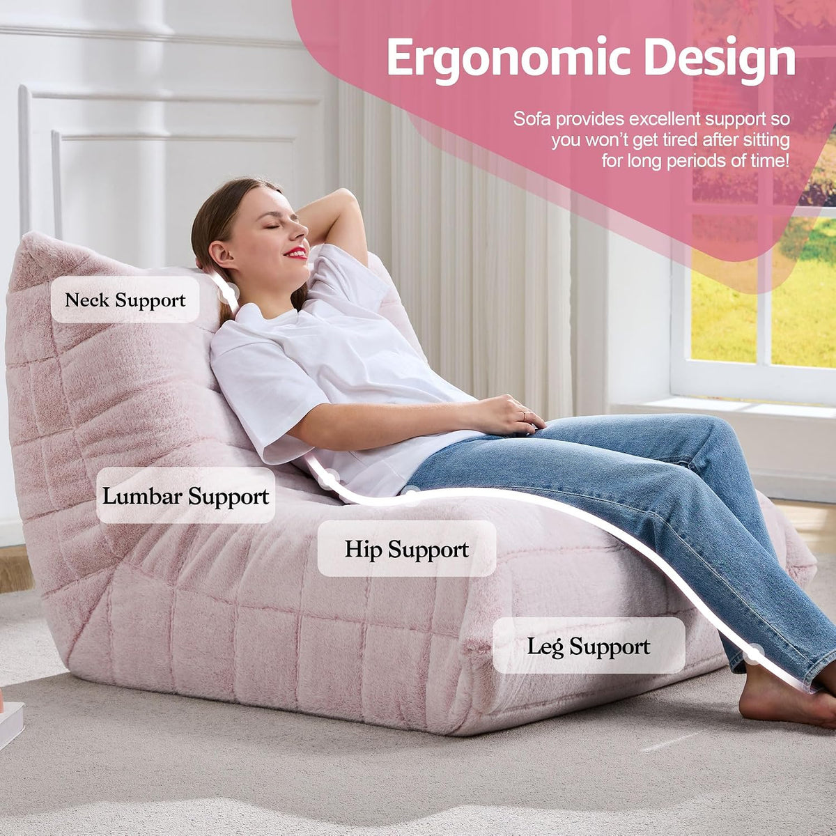 Hobestluk Big Bean Bag Chairs for Adults Fireside BeanBag Couch Togo Sofa - Image 5