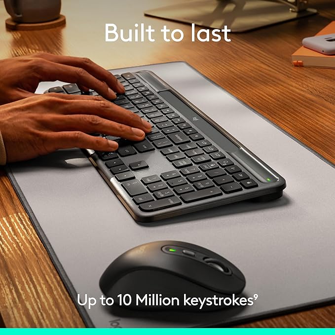 Logitech Signature Slim Solar+ Wireless Bluetooth Keyboard K980 - Graphite | Signature, solar and artificial light powered, up to 10 years battery life, customizable keys - Image 5