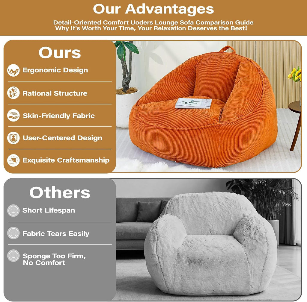 Bean Bag Chair, Cozy Fluffy Beanbag Chairs with Filler for Teens and Kids, Floor Lazy Sofa for Living Room Gaming & Reading (S-Burnt Orange) - Image 7