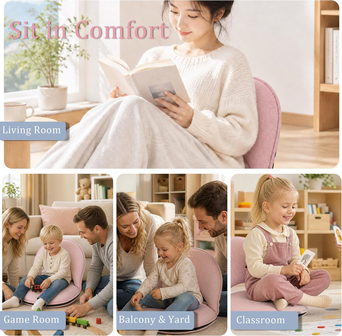 2 Pack Folding Floor Chairs with 5-Position Adjustable Back Support - Image 5