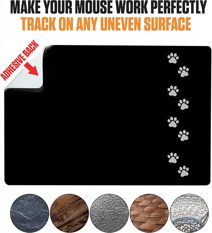 Mouse Pad Adhesive Bottom - Sticks to Any Surface - Portable - Webcam Covers and Screen Cleaner Included (Dog Paw) - Image 5