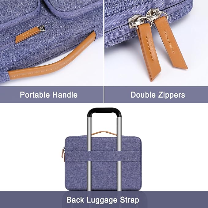 MOSISO 360 Protective Laptop Case 13.3 inch, 13-13.3 inch Laptop Sleeve | Compatible with MacBook Air/Pro 13 / Pro 14,HP Dell Acer ASUS, Side Open Carrying Case with 4 Zipper Pockets,Purple Orchid - Image 4