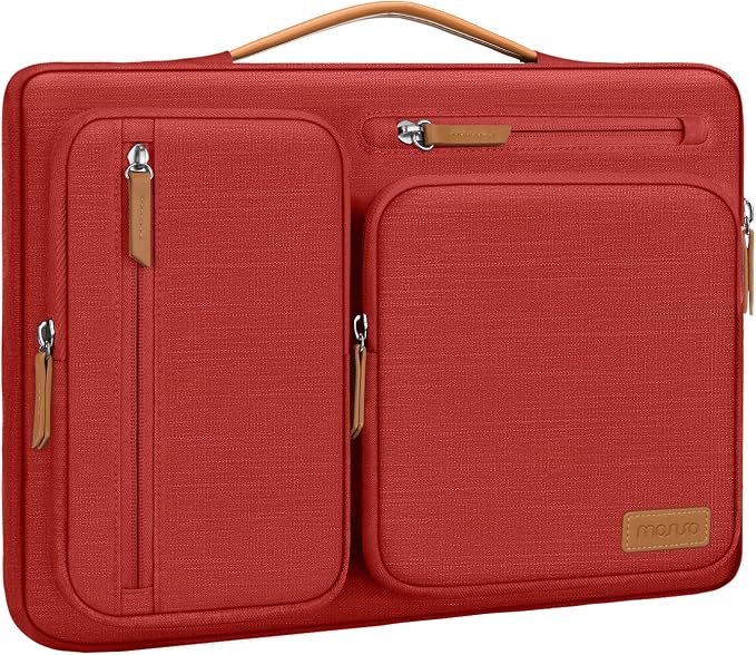 MOSISO 360 Protective Laptop Case 16 inch, 15-15.6 inch Laptop Sleeve | Compatible with MacBook Pro 16, HP Acer Dell Lenovo ASUS, Side Open Carrying Case with 4 Zipper Pockets, Red by MOSISO