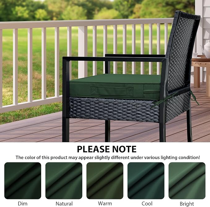 IPYNBAP Outdoor Chair Cushions Set of 4 -Waterproof Outdoor Seat Cushions for Patio Furniture, Patio Chair Cushion with Handle and Ties, Out Door Chair Pads,18.5x16x3-Square, Forest Green - Image 7