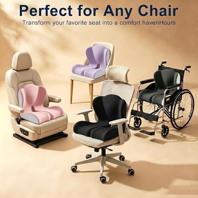 X Large Seat Cushion Office Chair and Car with Lumbar Support Pillow | Ergonomic Seat Cushion for Sciatica & Tailbone Pain Relief, Ideal for Car Driving Truck Office Chairs Wheelchairs Home Use - Image 3