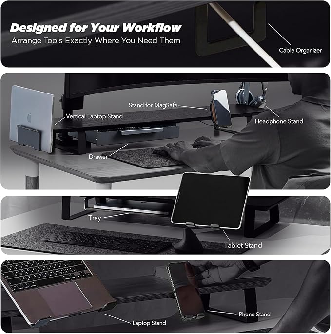 Moodular Phone Stand Add-On for MagSafe & Rails, Do Not Use Alone | Accessory Only, Charger Not Included, Ergonomic Viewing Angle, Flexible Positioning, Wood & Steel Design, Black, MSA-MS - Image 8