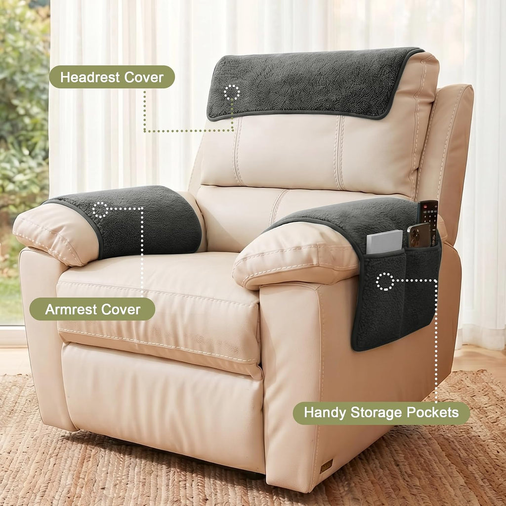 Universal Sherpa Recliner & Armchair Covers with Pockets - Image 3