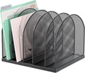 gianotter Desktop File Organizer with 5 Compartments | Desk Organizer Paper Organizer for Desk Workspace Organizers for Office Supplies (Black, Upright Style) by gianotter