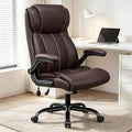 Ergonomic Office Chair, High Back Executive Leather Desk Chair | Inflatable Lumbar Support for Back Pain Relief, Heavy-Duty Computer Desk Chair for Long Workdays, Flip-Up Armrests, Coffee by StellaMia