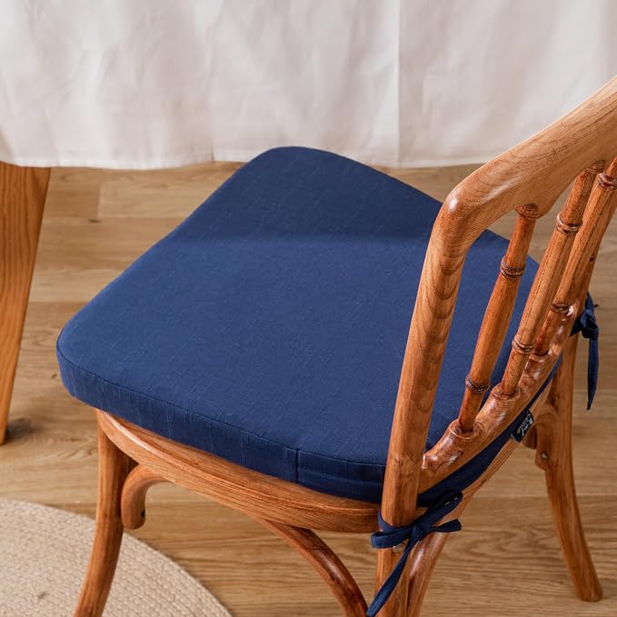 Battilo Chair Cushions for Dining Chairs with Ties, Indoor/Outdoor Waterproof Kitchen Chair Pad with Non-Slip Backing, Seat Cushions with Machine Washable Removable Cover, 16"x16"x2", Set of 4, Navy - Image 9
