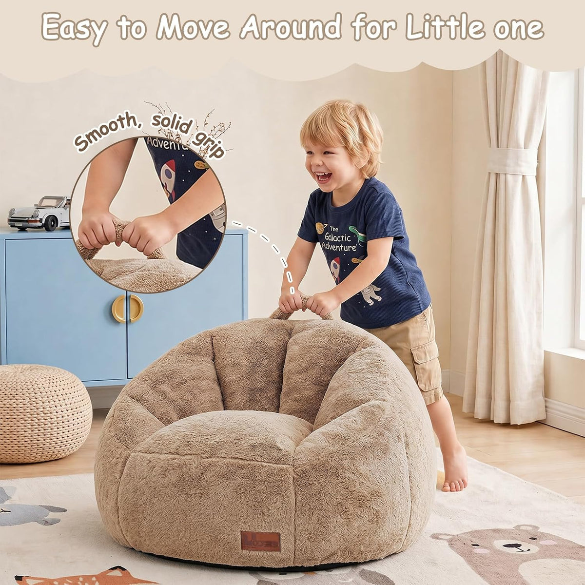 Bean Bag Chair for Kids, Cozy Fluffy Beanbag Chairs with Filler for Teens and Kids, Floor Lazy Sofa for Living Room, Gaming & Reading(S-Brown) - Image 8