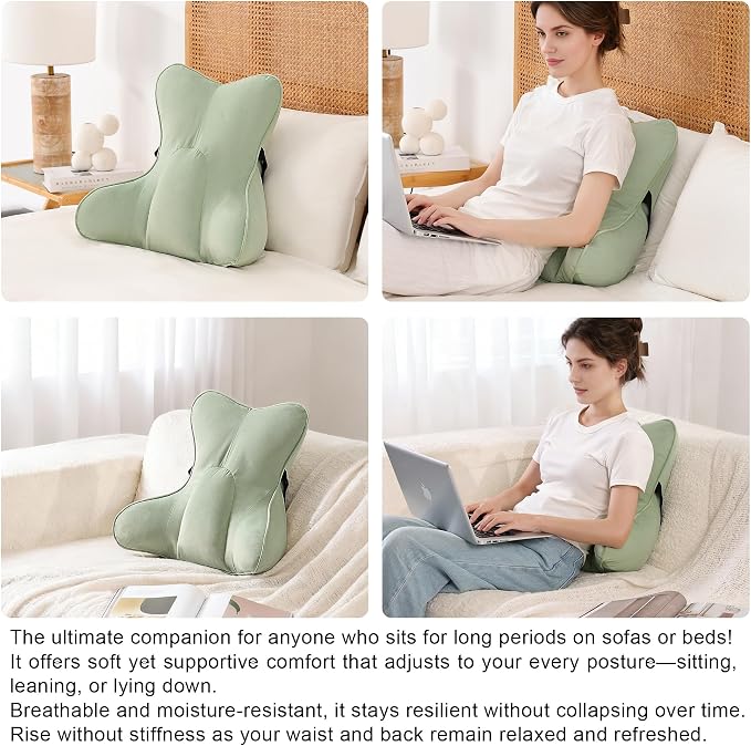 Lumbar Support Pillow (Pat. Pend) for Couch & Recliner, Ergonomic Chair Back Support for Lower Back Pain Relief, Back Support for Couch, with Adjustable Strap to Stay in Place, Celadon Green - Image 5