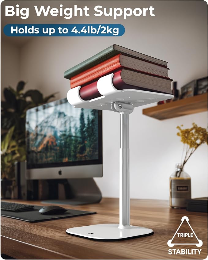 COOPER TabHolder Tablet Holder, iPad Stand for Desk, Portable Monitor Stand | Height Adjustable, 270° Tilt, Weighted Base; Fits iPad Pro, Kindle, Galaxy Tab, 15.6-17" Monitors 4.4 lbs; desk, kitchen, bed - Image 7