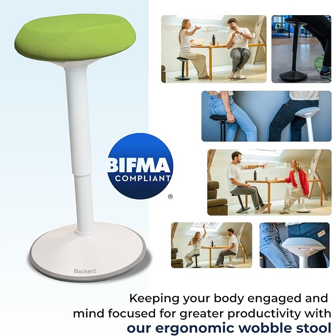Standing Desk Stool Chair, Height Adjustable Stool 21-31 inch for Office and Classroom, Swivel seat, Anti-Slip Bottom Ergonomic Wobble Stool with Rocking Motion, Green - Image 10