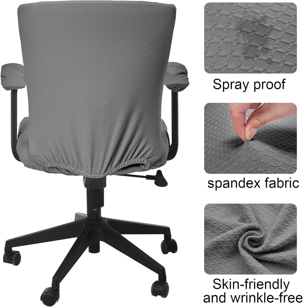 4 Pcs Office Chair Covers Set Computer Armrest Slipcover Seat, Gray - Image 5