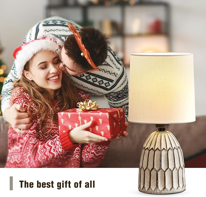 EJIAXIN Table Lamps Set of 2-13.5" Small Boho Lamp - Bedside Lamps - Farmhouse Rustic Ceramic Table Lamp for Bedroom, Living Room, Nightstand, Office, Side Desk Lamp, End Table Lamp - Image 8