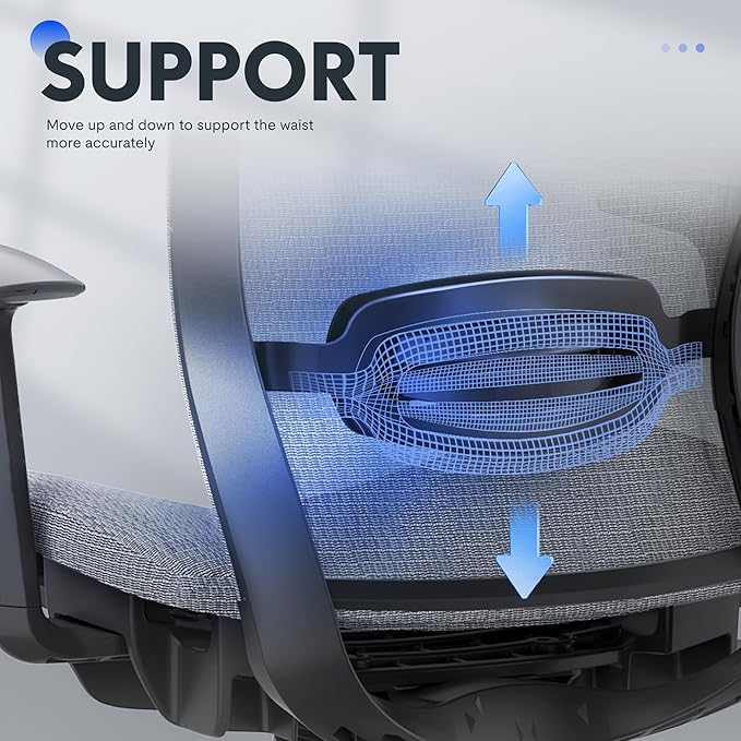 FLEXISPOT Ergonomic Office Chair, High Back Mesh Swivel Computer Chair, Executive Office Desk Chairs, with Adjustable Lumbar Support/2D Headrest/Lockable Backrest, OC3 Air, Gray - Image 6