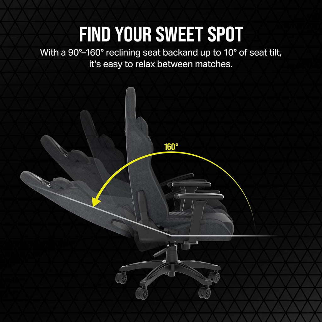 Corsair TC100 Relaxed Fabric Gaming Chair – Gray and Black - Image 7