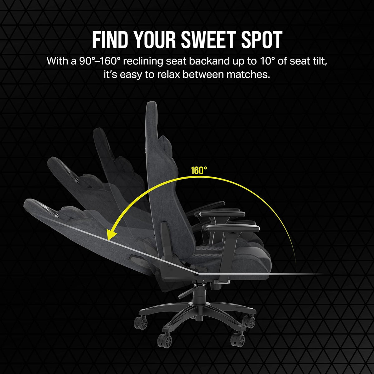 Corsair TC100 Relaxed Fabric Gaming Chair – Gray and Black - Image 7