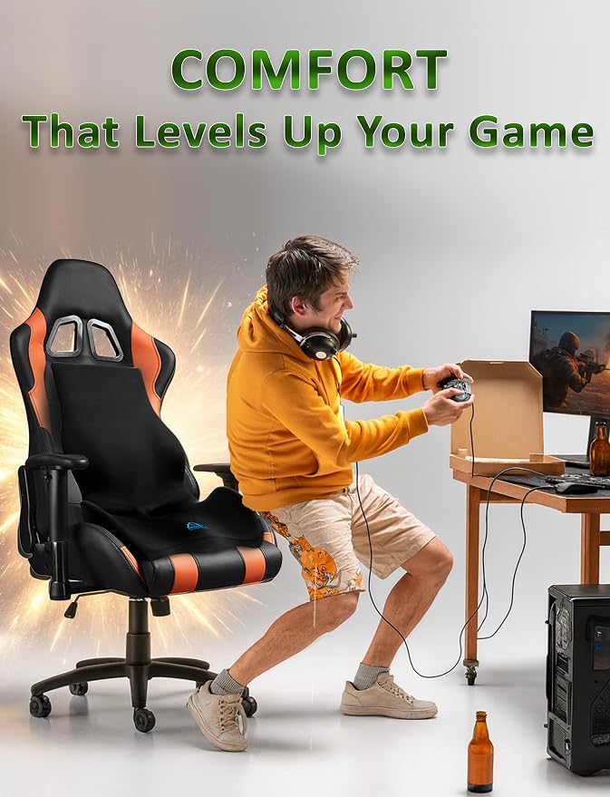 Ergonomic Memory Foam Seat Cushion for Office Chair, Car Seat, Dining, Gaming Chair & Wheelchair, Full Back & Lumbar Support Pillow One Piece, Back Pain Relief, Coccyx, Tailbone & Sciatica Pain Relief - Image 8