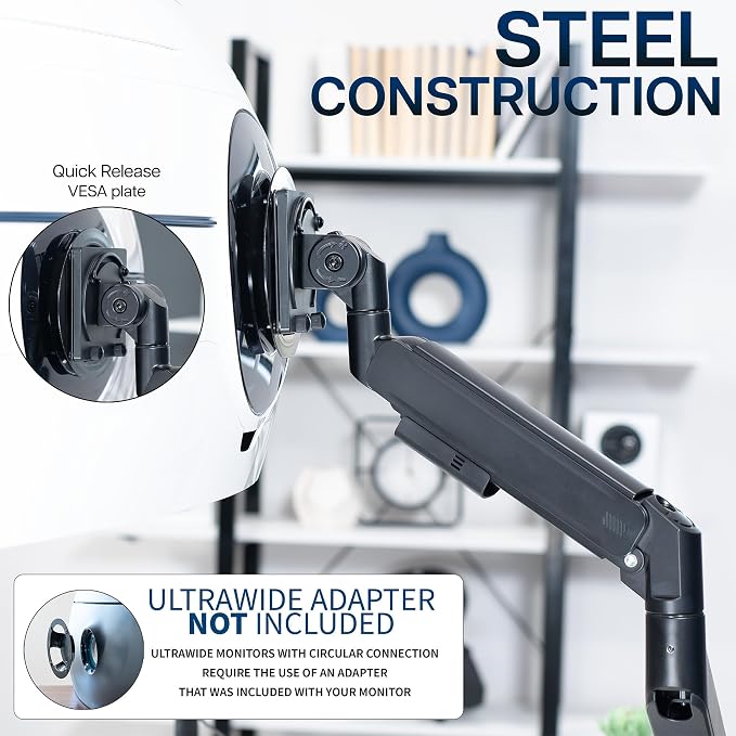 VIVO Heavy Duty Ultrawide Monitor Arm for 57 inch Screens up to 59.4 lbs, Desk Mount TV and Monitor Stand Designed for Samsung Odyssey Ark, Neo G9, ViewFinity S9, and More, Black, STAND-GT57 - Image 7