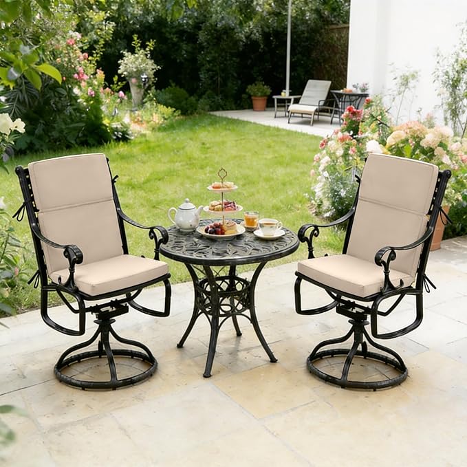 High Back Patio Chair Cushions, 21x20 Waterproof & Fade-Resistant Outdoor Dining Chair Cushions, Indoor/Outdoor High Back Cushion, Seat Pad for Glider and Lawn Chair, Beige - Image 2