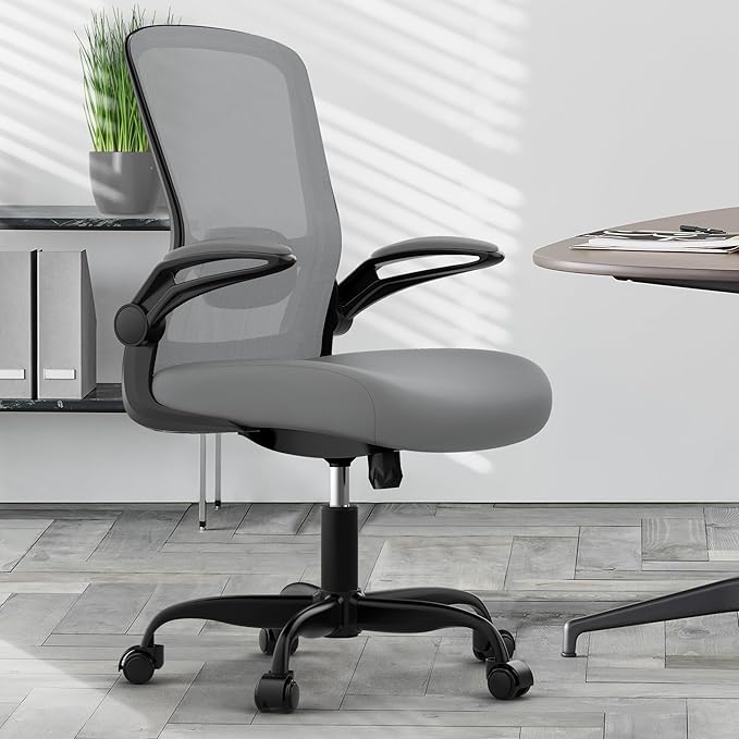 Mimoglad Ergonomic Office Chair - Desk Chair with Flip-up Armrests & 135° Recline, Adjustable Lumbar Support - Space-Saving Task Chair for Business/Team Office & Home | Supports 300 lbs · Seat 19.48"–23.4" · Breathable mesh · 20–30 min assembly · 5-yea... by Mimoglad